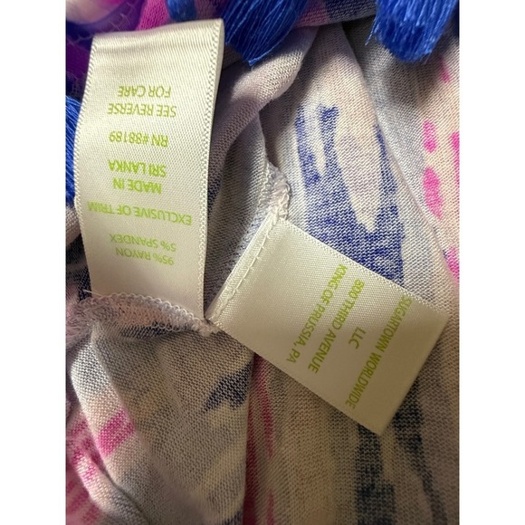 Lilly Pulitzer Palma Pink Blue Strapless Tube Top Skirt Fringe Hem Size Medium - Picture 7 of 7